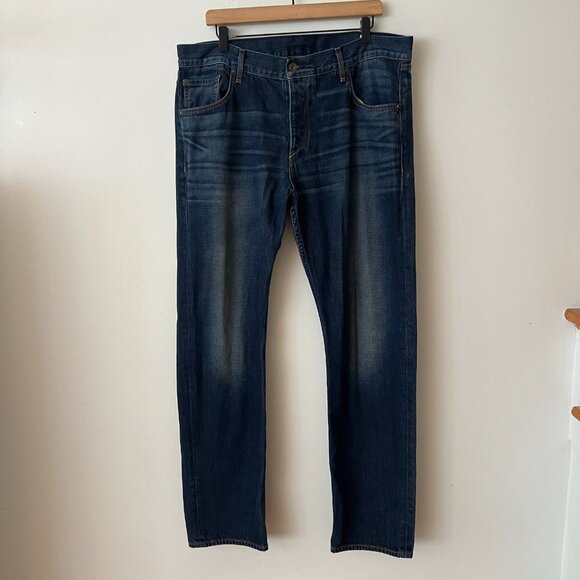 Rag & Bone RB 15X Slim Straight Leg Dark Wash Button Fly Jeans Men's Size 38x33 - Picture 1 of 10